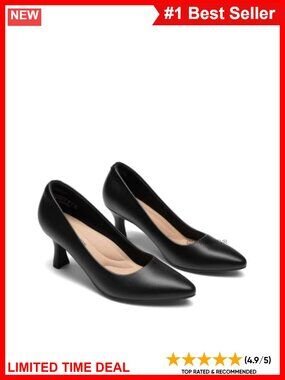 Arch Support Kitten Heel Pumps Faux Leather Pointed Toe Office Heels